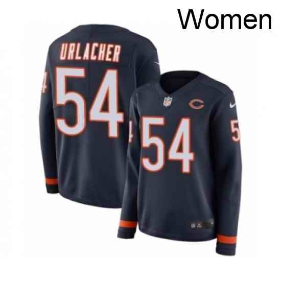 Womens Nike Chicago Bears 54 Brian Urlacher Limited Navy Blue Therma Long Sleeve NFL Jersey